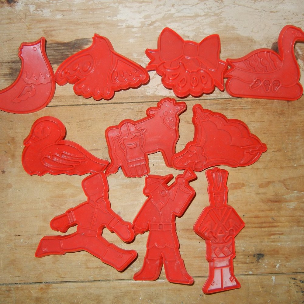 Vintage 1978 Twelve Days Of Christmas Cookie Cutters Kraft Chilton - Missing 1&2
